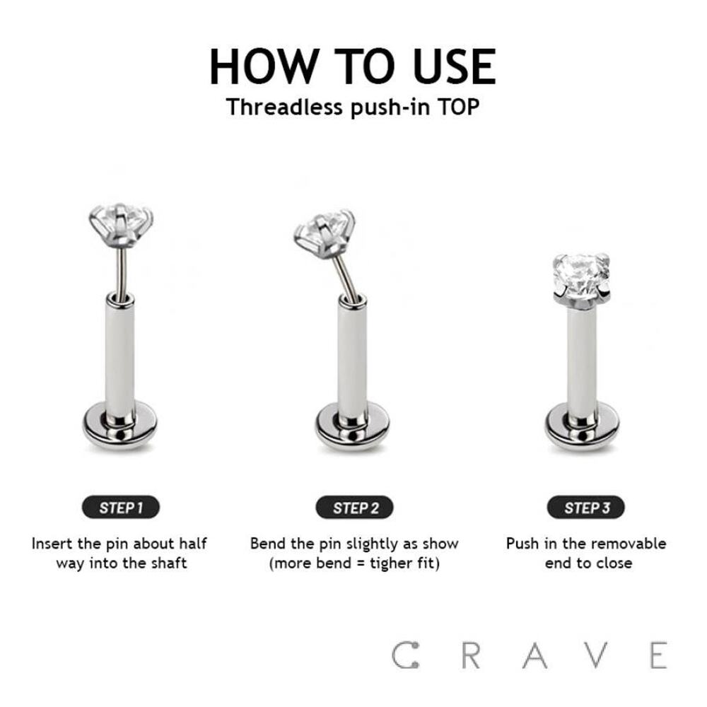 CZ Threadless Push-In Labret Gold - Picture 5 of 5